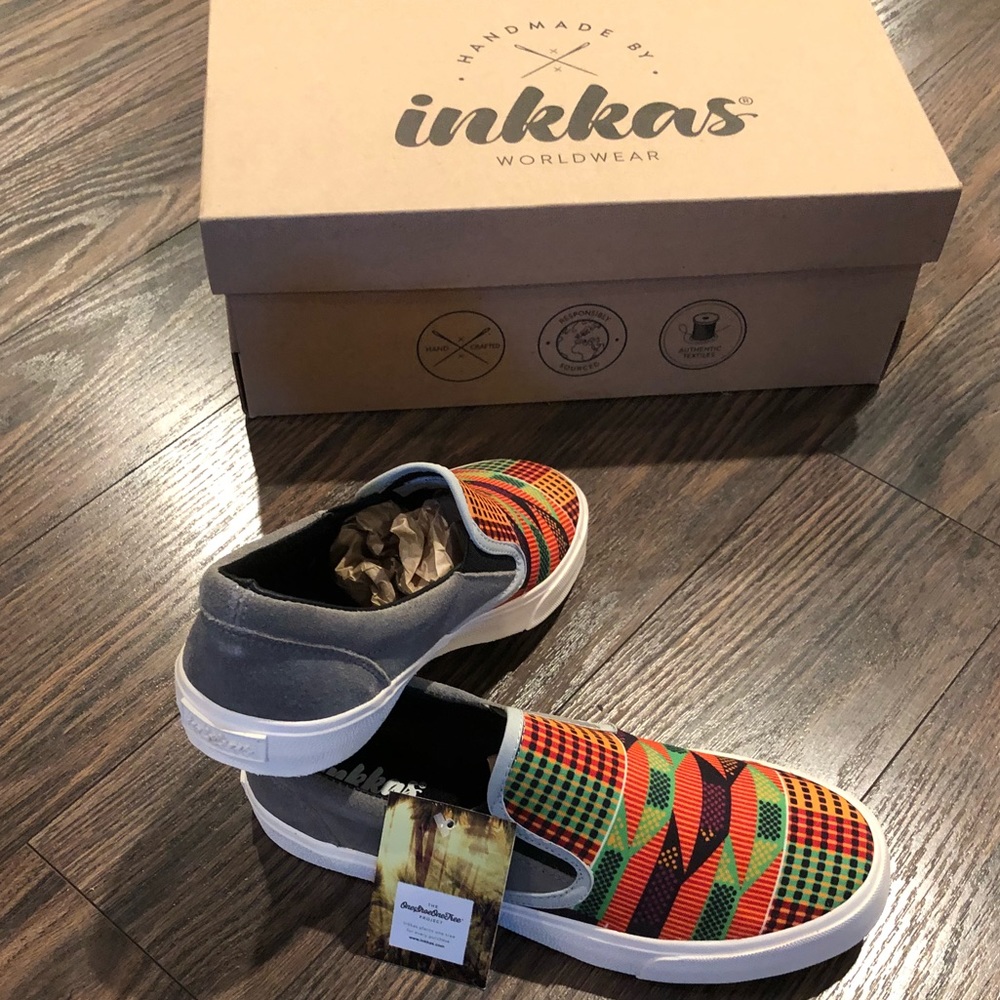 NWT Inkkas kente slip on shoes
